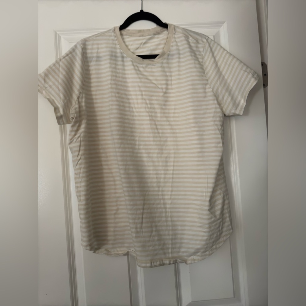 Lululemon Striped Beige and White t-shirt